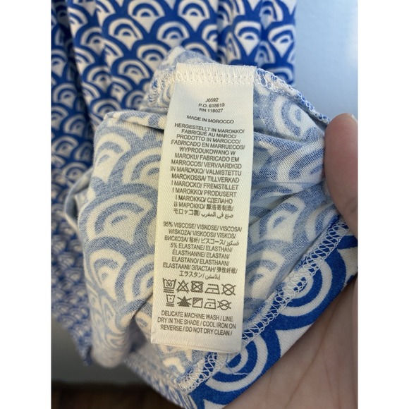 Boden Lola Jersey Dress Sz 6R Blue And White Knee Length Pockets Beach - Picture 6 of 10